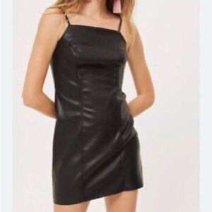 Topshop Black Faux Leather Mini Slipdress